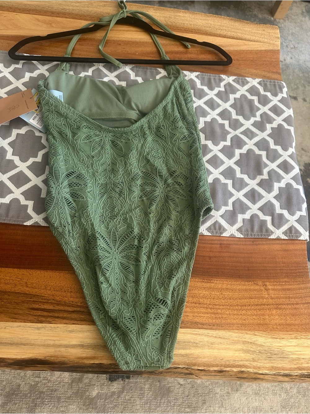 Brand new with tags Olive Green Lace One-Piece Swim Suit - Women's Halter